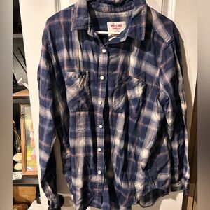 Mossimo Supply Co. Navy and White Plaid Shirt